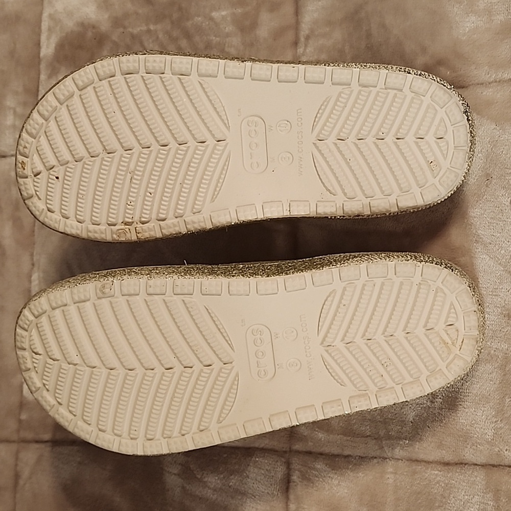 CROCS Gold Glitter Slippers Slides - Picture 4 of 5